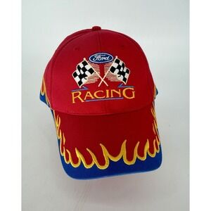 Ford Racing NASCAR Hat Cap Adjustable Flames DP RACING Red